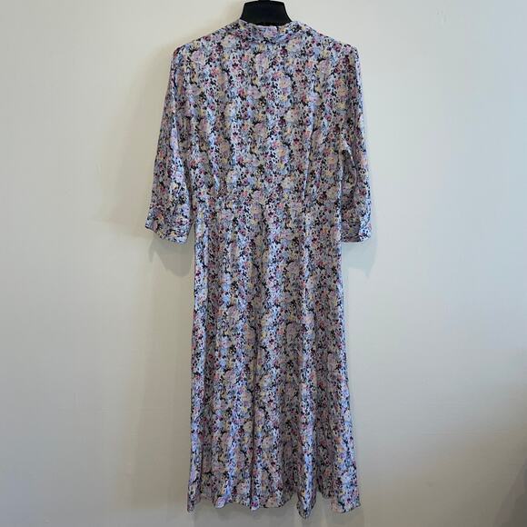 All Saints Dress Womens 4 Multicolor Chiara Sketch Midi Floral Patterned Shirt - Picture 10 of 13